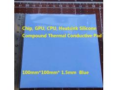 100×100mm×1.5mm Blue GPU CPU Heatsink Silicone Compound Thermal Conductive Pad